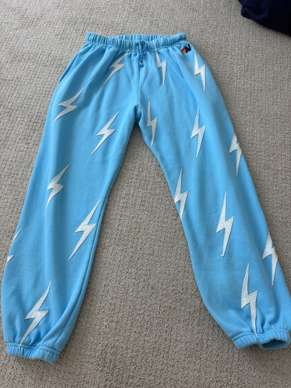 Aviator Nation Blue Lightning Bolt Jogger Sweatpants